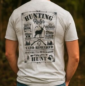 Hunting Rules Shirt - Funny Deer Hunter Tee, Camo Required, Outdoors gift